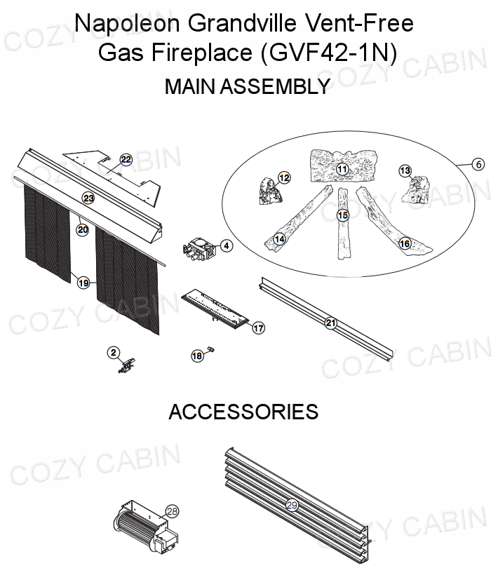 Grandville Vent-Free Natural Gas Fireplace (GVF42-1N) #GVF42-1N